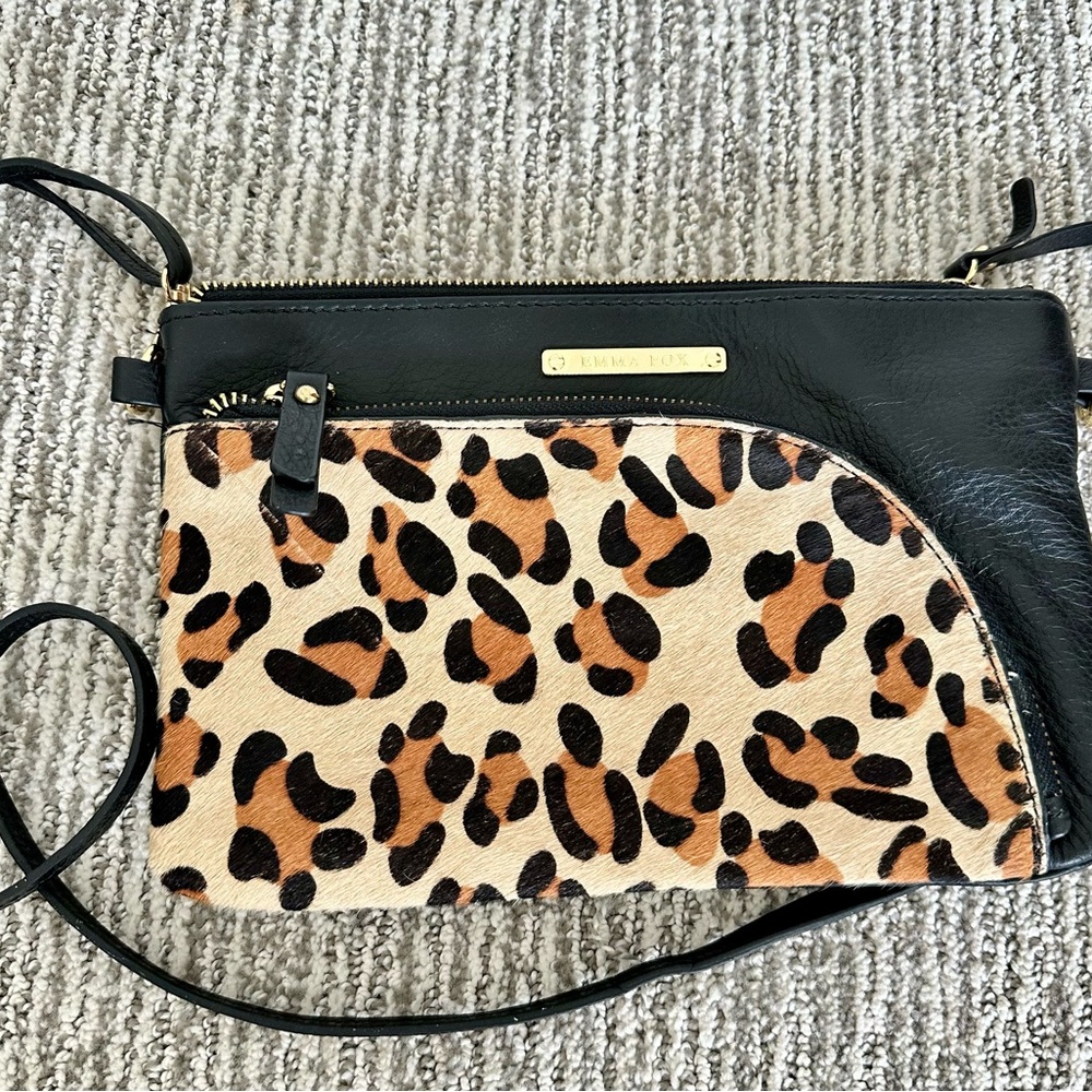 Emma Fox Animal Print Leather Crossbody Bag
